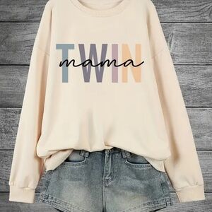 Cream 'TWIN Mama' Sweatshirt